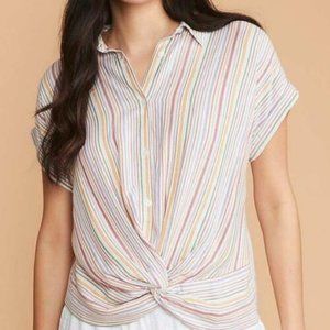 LOFT LOU & GREY STRIPED TWIST FRONT SHIRT